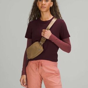 lululemon Nylon Crossbody Belt Bag OS – Khaki/Taupe, Back Zip, Adjustable Strap